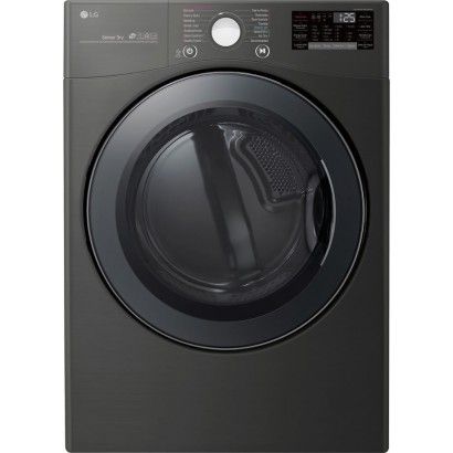 LG DLGX3901B 27 pollici 7,4 cu. Essiccatore a gas con turbo vapore - Acciaio nero