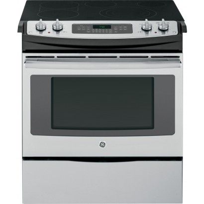 GE JS750SFSS 30 'Controle frontal deslizante Faixa de convecção elétrica - aço inoxidável