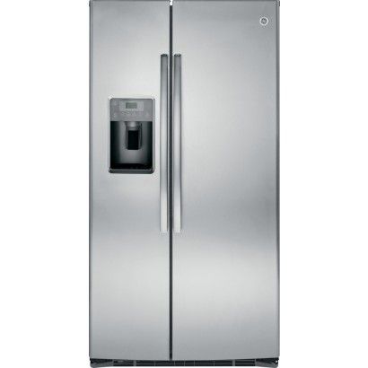 GE GSE25HSHSS 35 3/4 '25 .4Cu。フォートサイドバイサイド冷蔵庫-ステンレス鋼