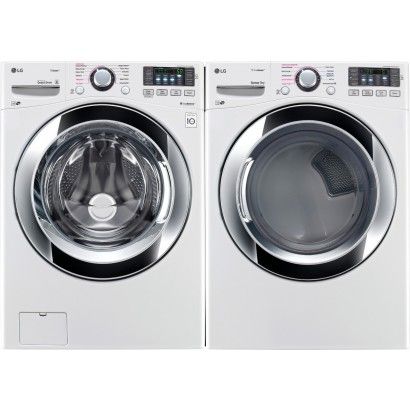 LG WM3670HWA Front Load Steam Washer & DLEX3370W Electric Steam Dryer